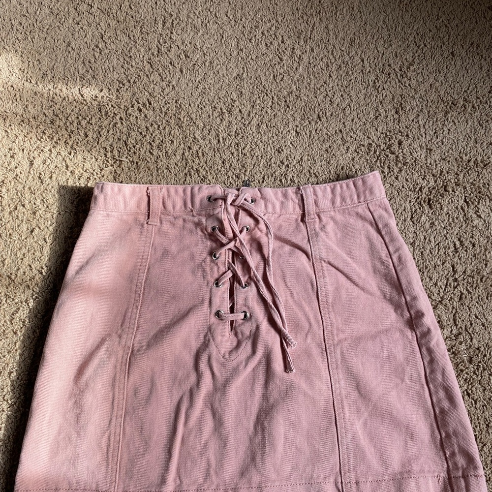 Forever 21 Pink Lace-Up Pencil Skirt
